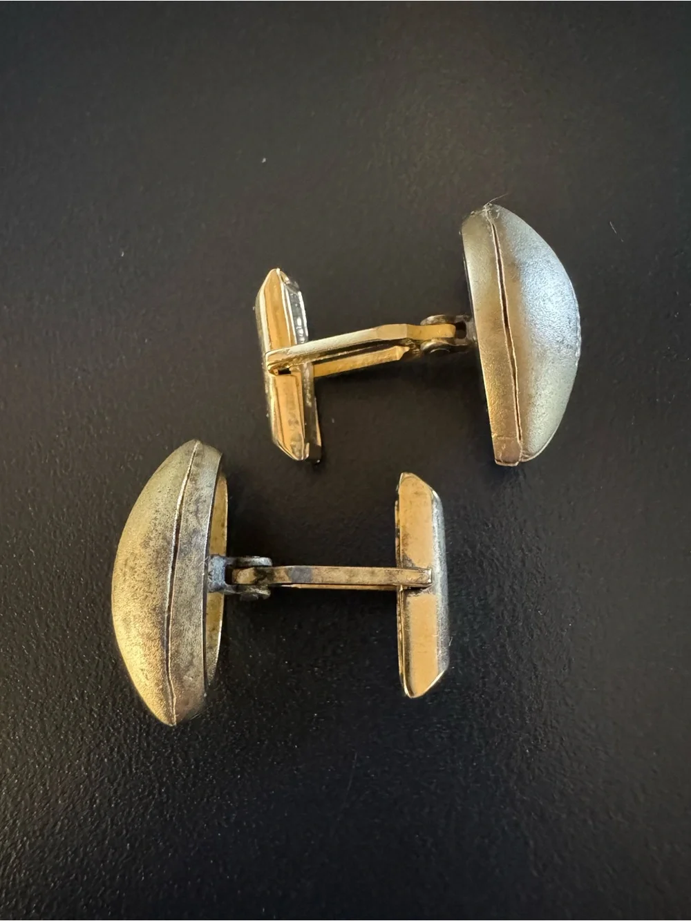 Vintage Gold Over Sterling Silver Football Cufflinks - Stamped STER - 21.8 grams